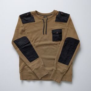 J. Peterman 100% Cotton Sweater - Camel Color With Black Accents - Men's Large